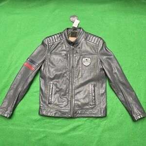 Heroes Motors Los Angeles Race Pilot Leather Jacket Gray Lined Soft Mens Medium